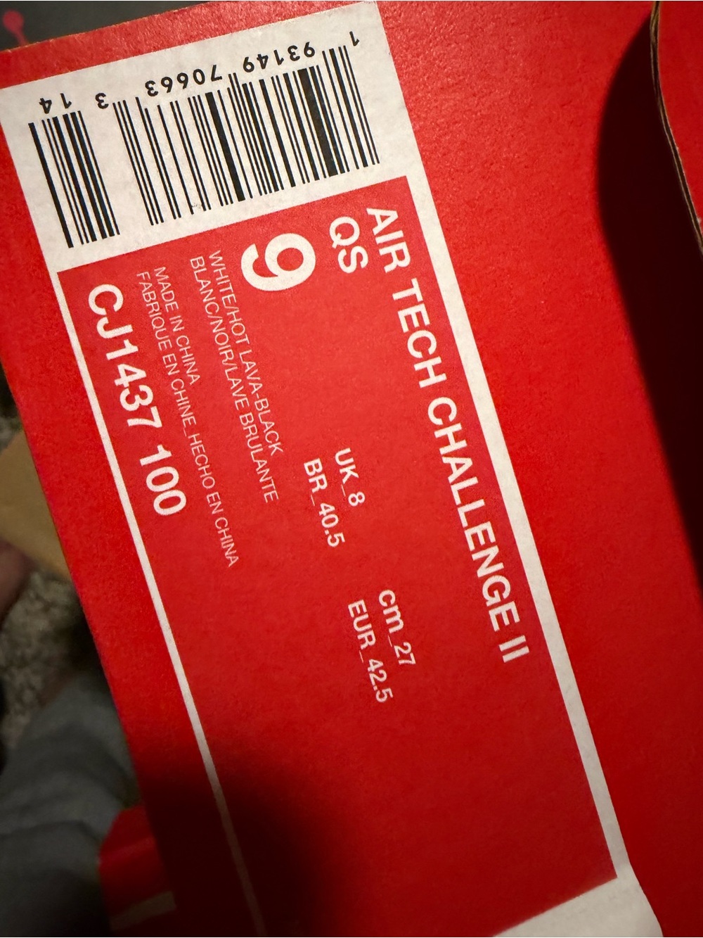 DeadStock Nike Air Tech Challenge 2 Retro Hot Lava Sneaker - 9M - Picture 10 of 11